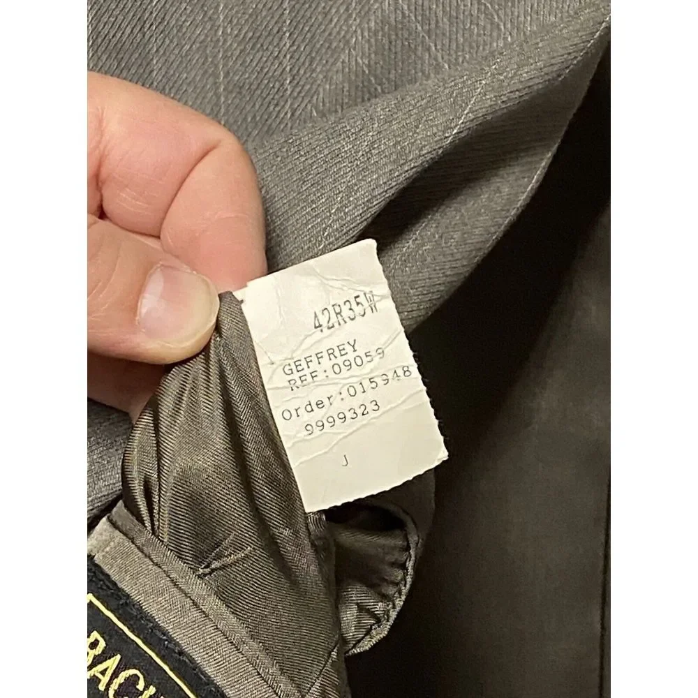 Bachrach Men 3 Piece Suit 42R Light Brown Striped Flannel 33‎ X28.5 Pants Luxury